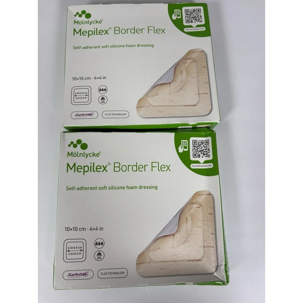 Mepilex Border Flex 4x4 Foam Bandage Dressing 10x10cm Lot 2 Boxes Sealed
